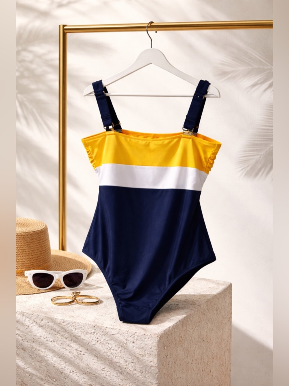 Pour Moi Palm Springs Colour Block Tummy Control One-Piece Swimsuit US 16 /EU 46 - Picture 3 of 8